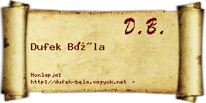 Dufek Béla névjegykártya