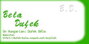 bela dufek business card